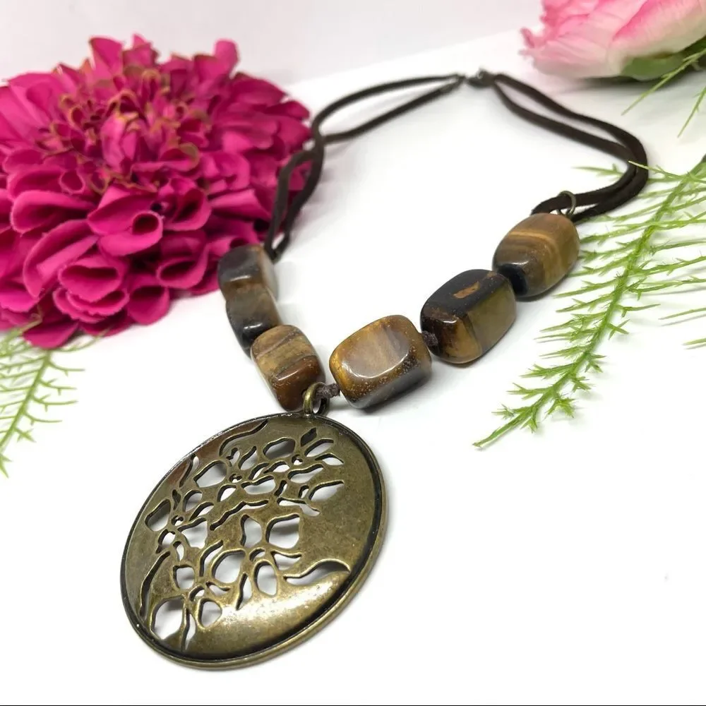 VINTAGE⚜️AVON Tiger’s Eye Gemstone Necklace